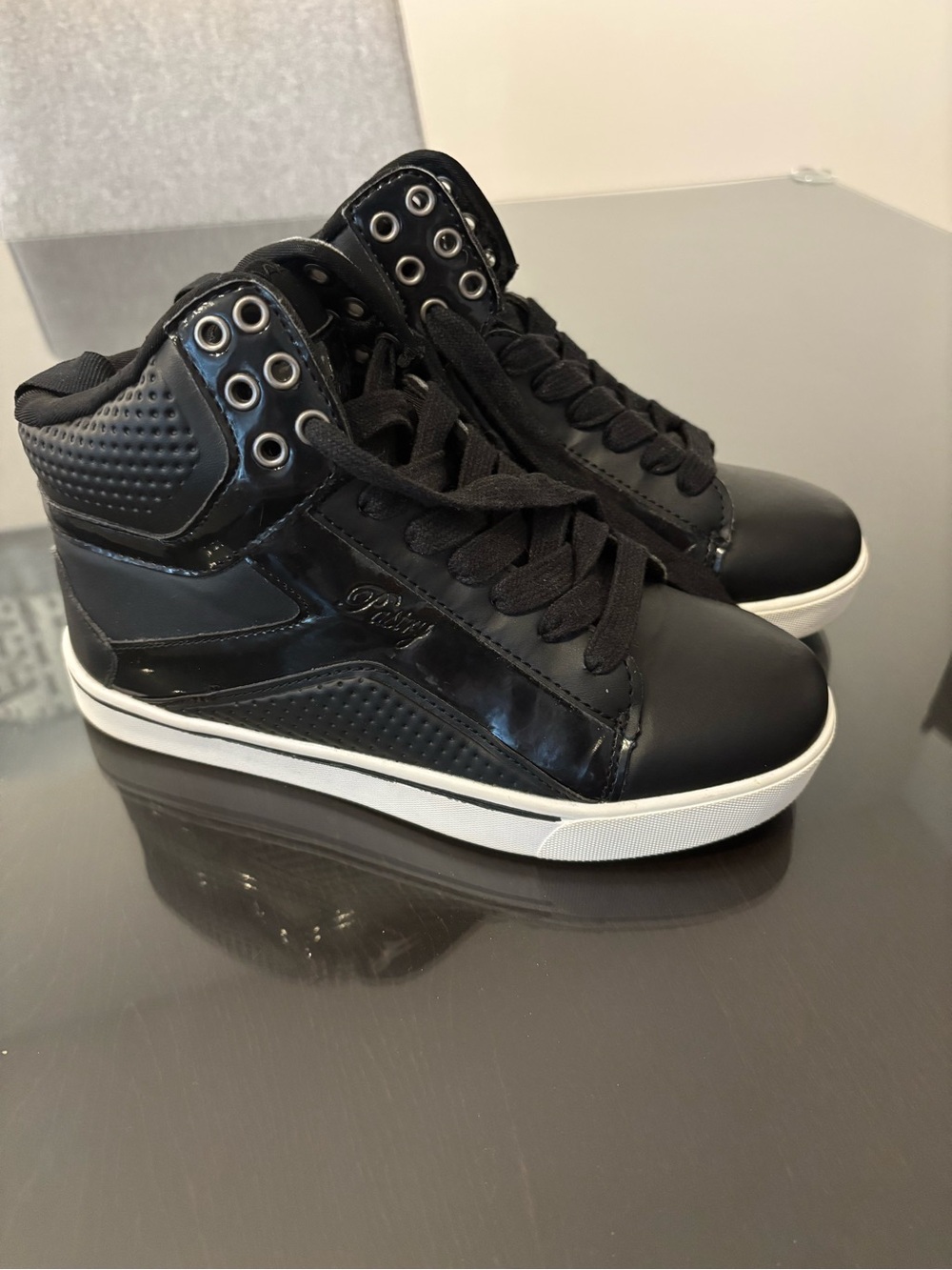 Pastry Black High-Top Kids Sneakers with White Sole